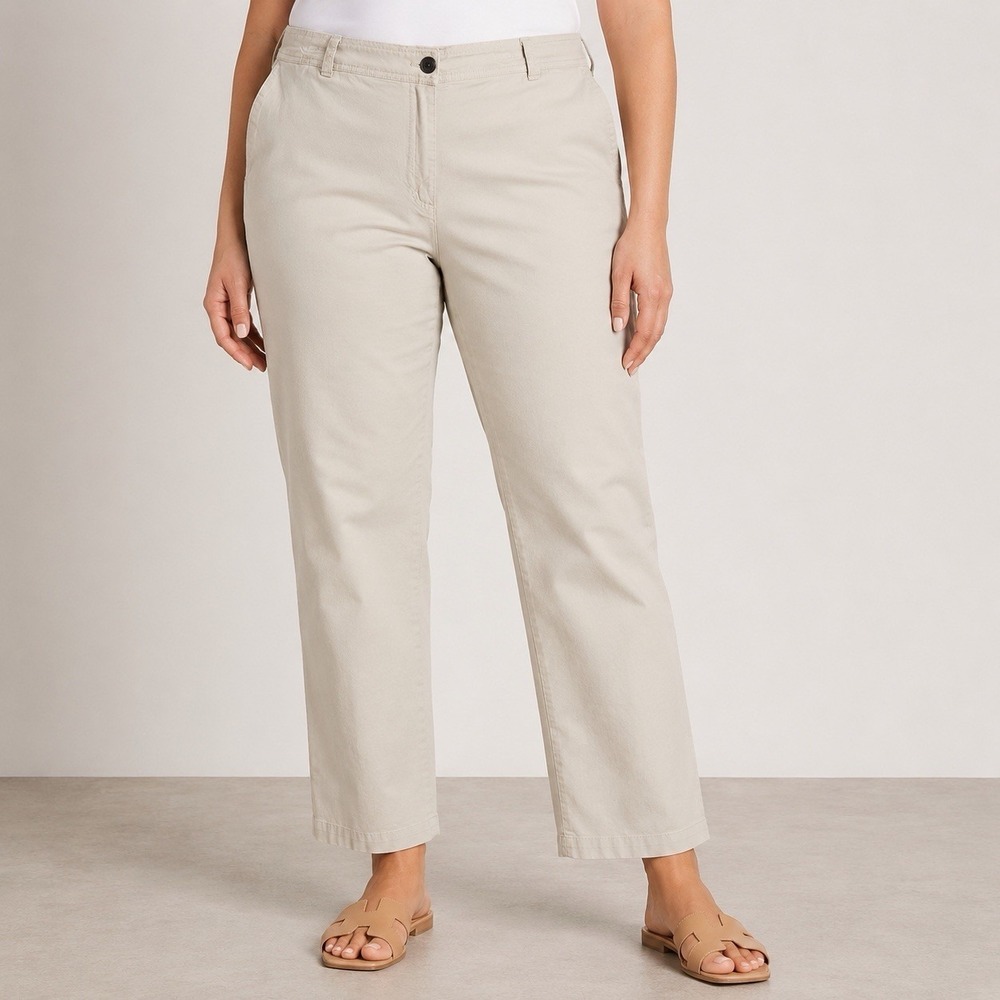 Additions By Chicos Khaki Straight Leg Chino Pants Womens Size 2.5 US 14 Stretch